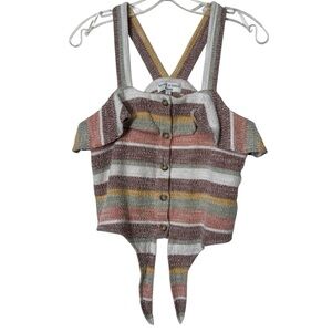 Madewell Texture & Thread Crop Top Stripe Ruffle Straps Smocked Size S
